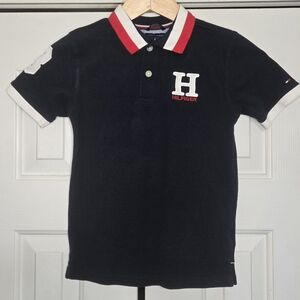 Tommy Hilfiger Boys Navy Varsity Polo Shirt - Size 6 - Big "H" Logo